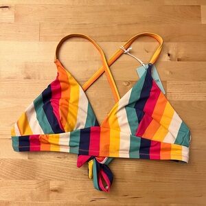 NEW Marine Layer Plunge Bikini Top - Multi Stripe